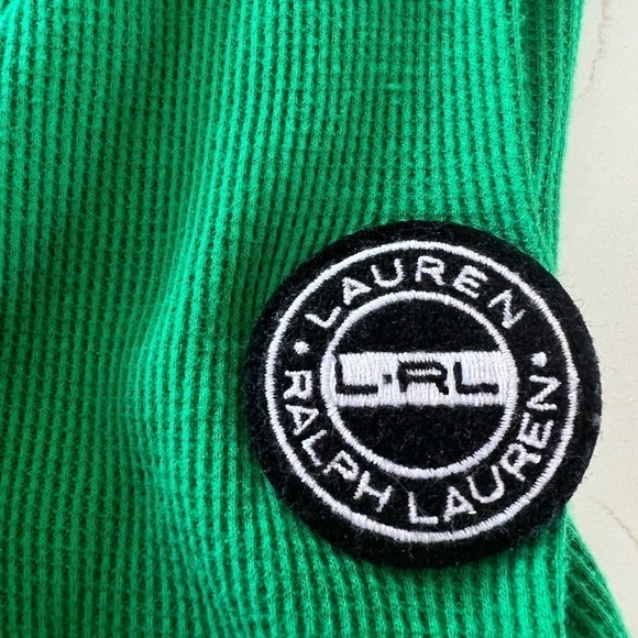 Lauren Ralph Lauren Kelly Green Waffle Weave Quarter Zip High Collar/PL - Picture 7 of 12